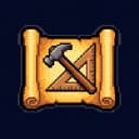 Icono pixel-art de un plano con un martillo y una escuadra