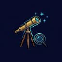 Icono pixel-art de un telescopio y una lupa